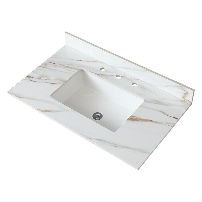 Vanity Top With Undermount Sink And Backsplash, Sintered Stone