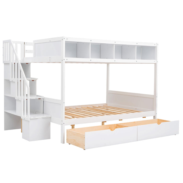 Bunk Bed With Shelfs, Storage Staircase And 2 Drawers