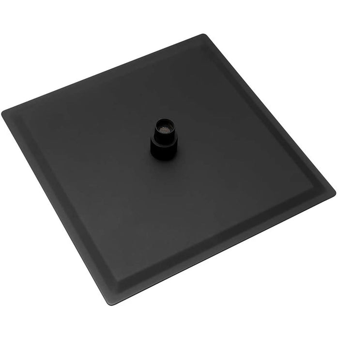 12" Square Rainfall Shower Head With Wall / Ceiling Mount, 304 Stainless Steel - Matte Black