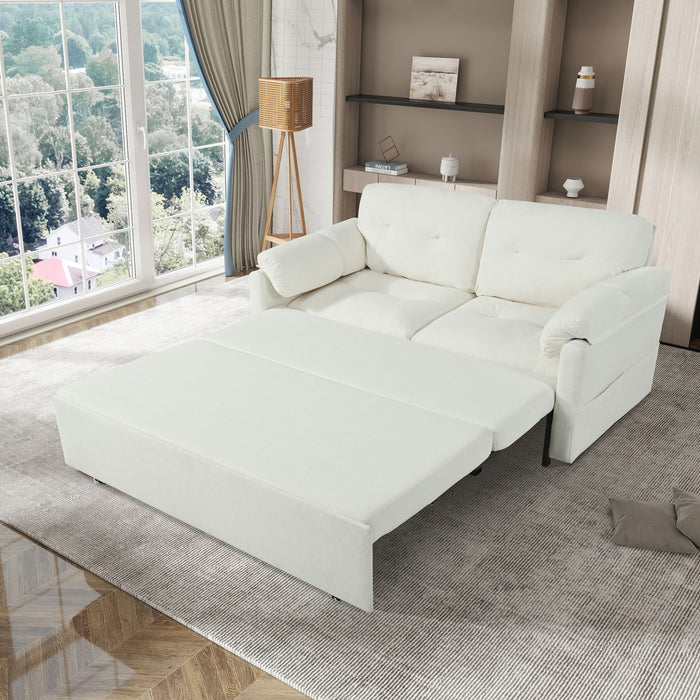 Modern Convertible Sleeper Sofa Bed With Pull-Out Queen Design, Side Storage & Thick Cushions