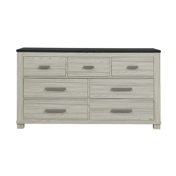 Augusta - Dresser, 7 Spacious Drawers, Block Feet - Beige Brown