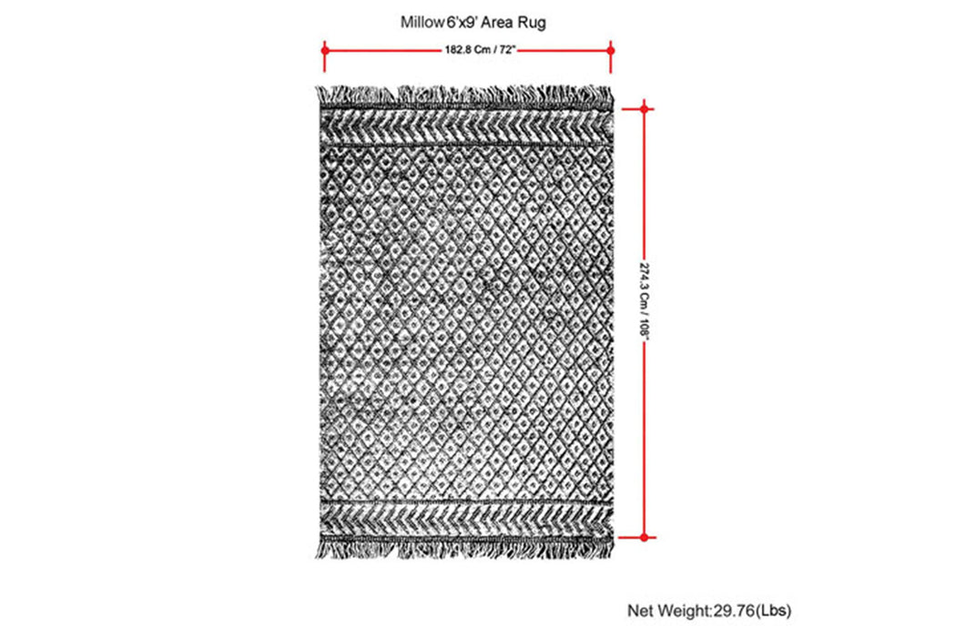Millow - 6' X 9' Area Rug - Silver