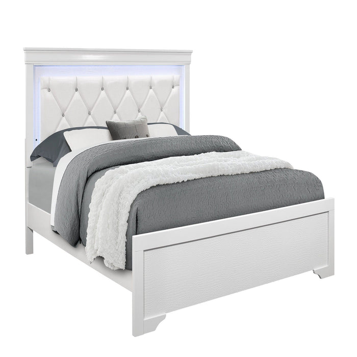 Shaker - Bed With LED Lighting And Crystal Inspired Tufted Headboard