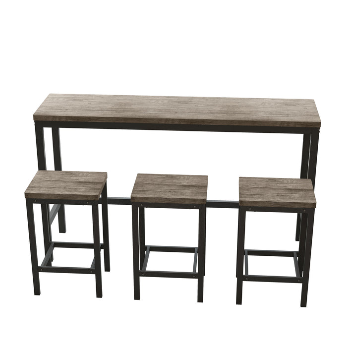 Modern Design Long Dining Table Set With 3 Stools
