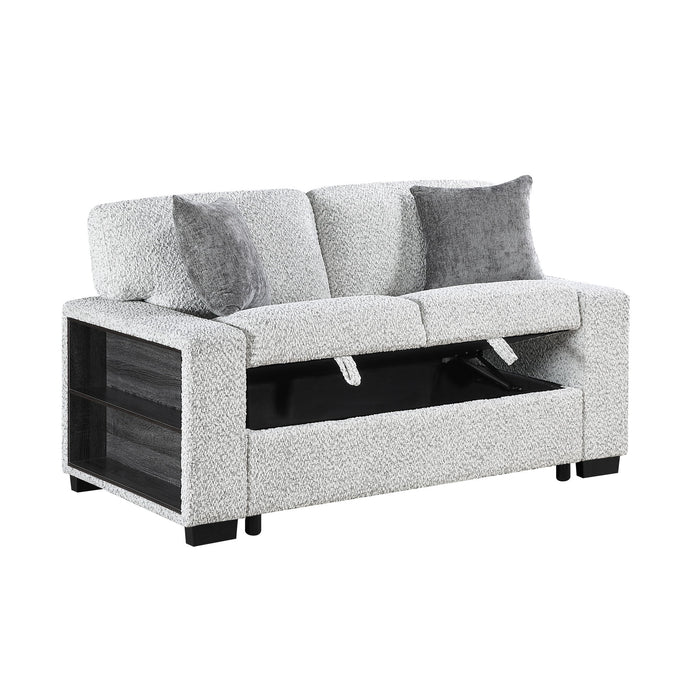 Prato - Loveseat With Storage And USB - Gray