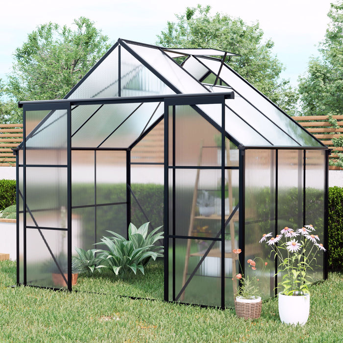 Double Door Polycarbonate house Raised Base And Anchor Aluminum Heavy Duty Walk In houses For Outdoor Backyard In All Season