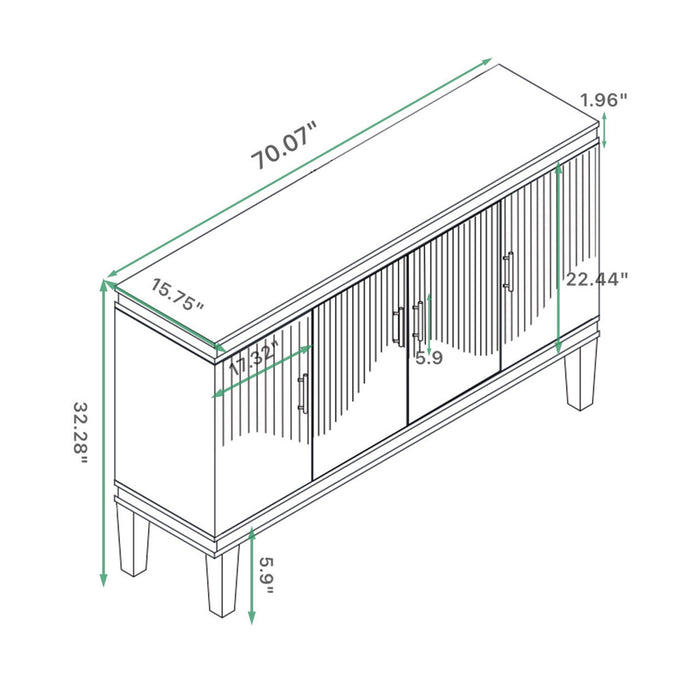 4 Door Cabinet With Adjustable Shelves, Large Storage For Living Room - Champagne