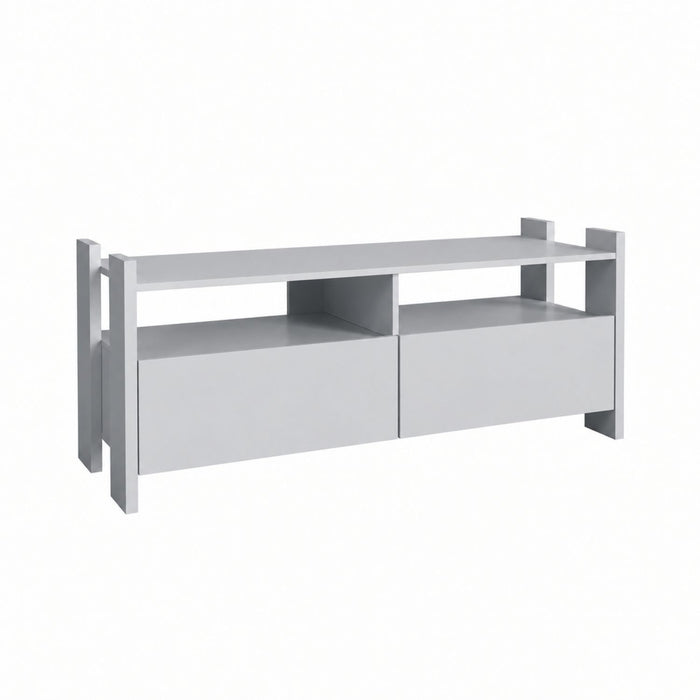 TV Stand For TVs Up To 55" With Open Shelves And 2 Drawers - White