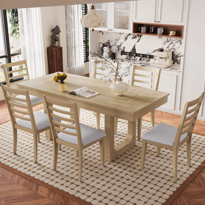 Extendable Dining Set, Farmhouse Extendable Table With Upholstered Chairs