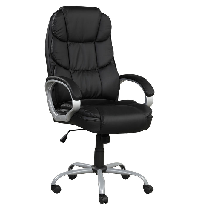 Upholstered Office Chair, Adjustable Height Swivel Chair - Black