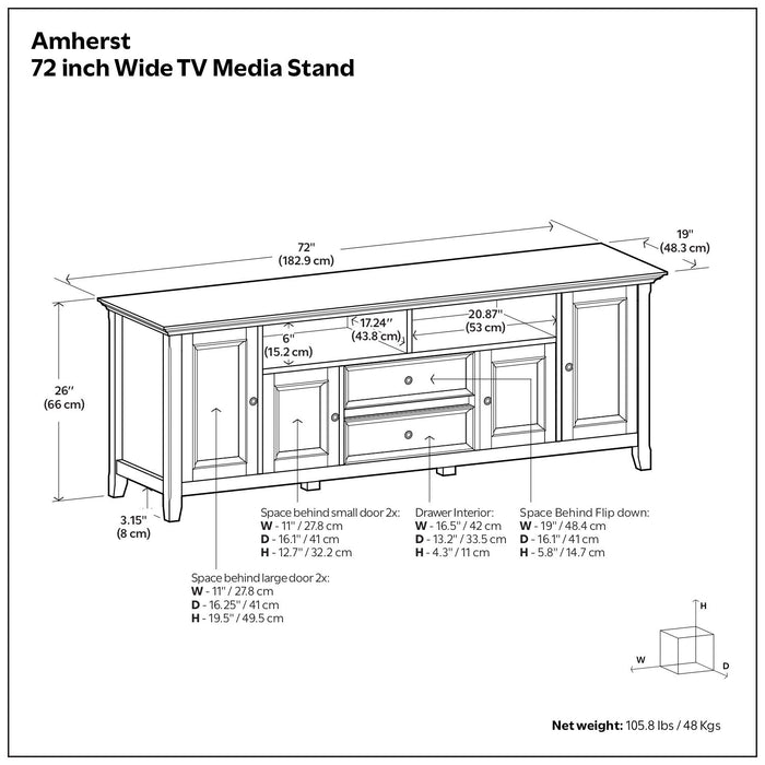 Amherst - Handcrafted Wide TV Media Stand
