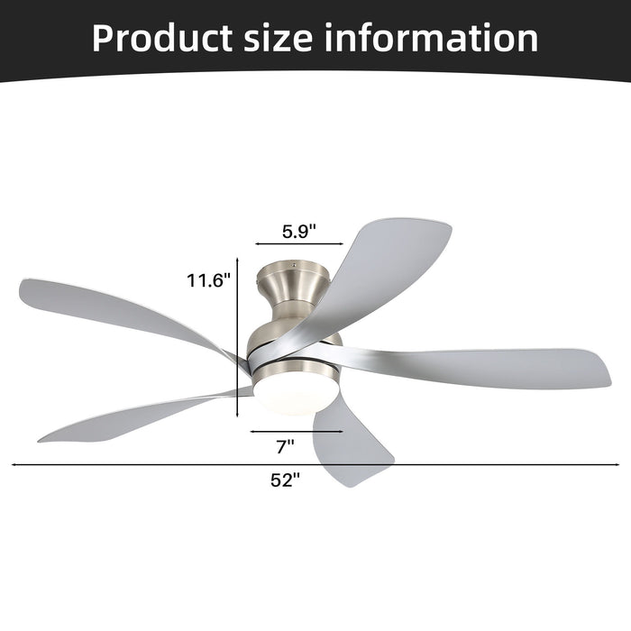 52" Ceiling Fan With 3 Color Dimmable LED Light, DC Reversible Motor, 6 Speed Settings