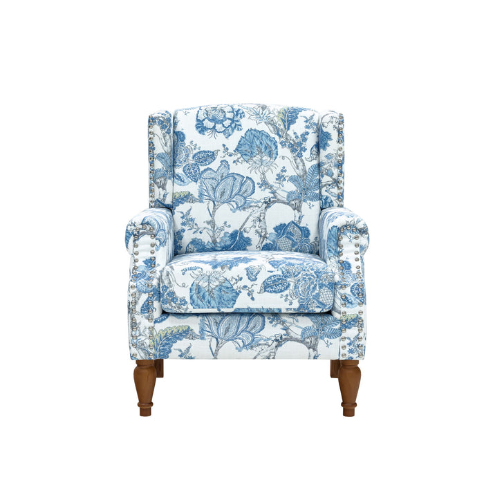 Accent Chair With Floral Upholstery And Nailhead Trim