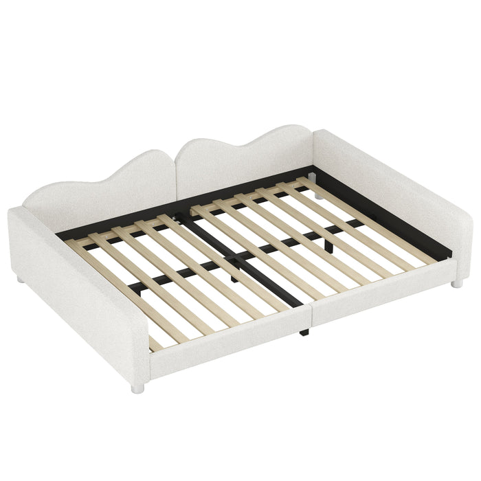 Upholstered Daybed, Sherpa Fabric Sofabed With Cloud-Shaped Backrest