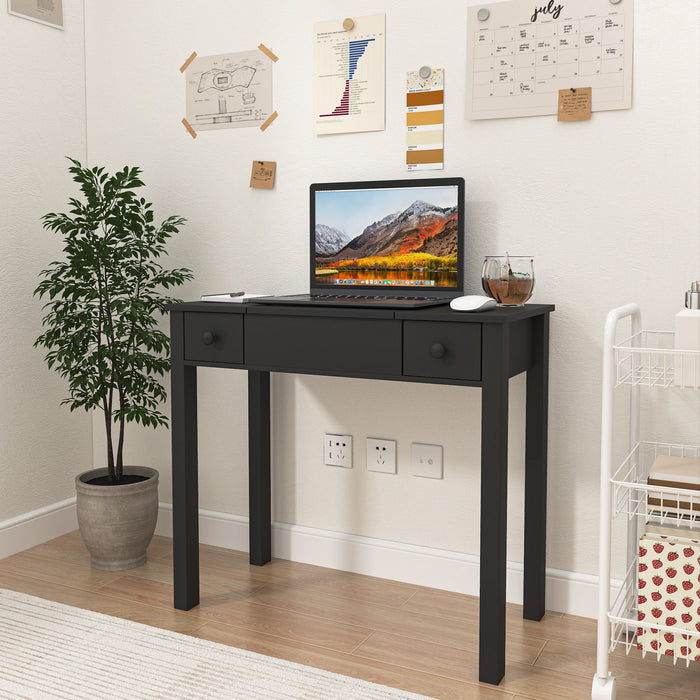 Vanity Table With LED Lights, Flip-Top Mirror And 2 Drawers, Jewelry Storage