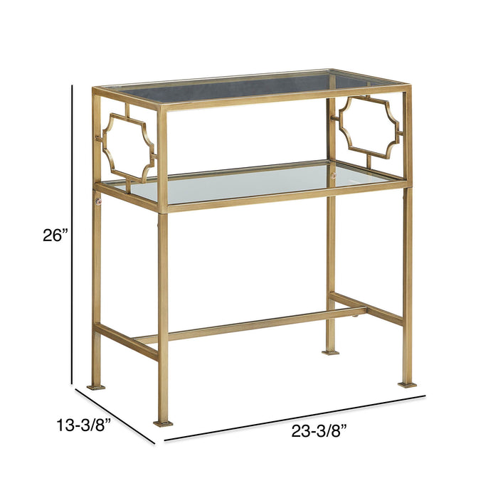 Grifton - Rectangular Glass Accent Table - Antique Gold