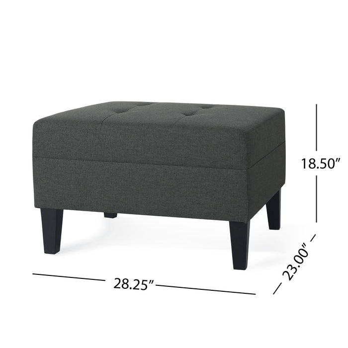 Ottoman With Birch Wood Legs And Cushioned Top For Comfort