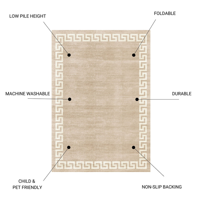 Toucan - 5' X 7' Washable Non - Slip Area Rug - Beige