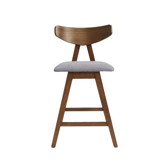Mid Century Modern Counter Stool With V Shape Frame And Upholstered Seating