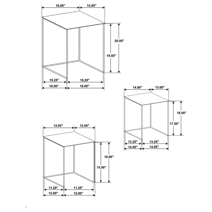 Vestal - 3 Piece Rectangular Nesting Table Set - Gray