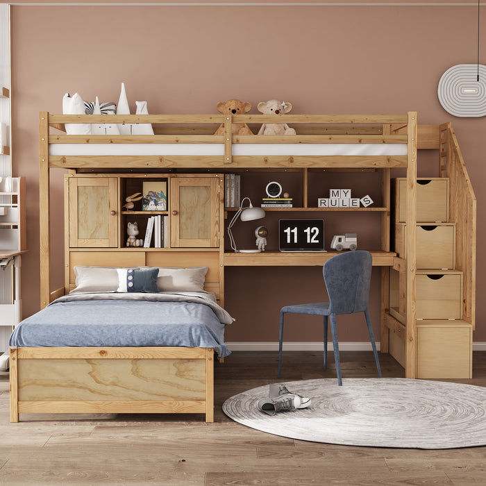 Loft Bed With Built In Desk And Staircase