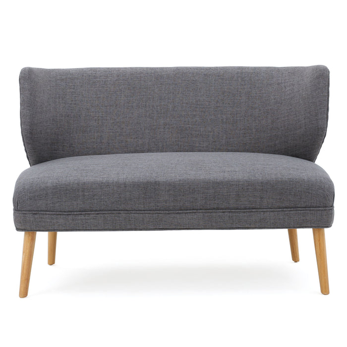 Elegant Classic Upholstered Loveseat With Curved Backrest