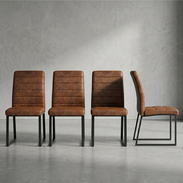 Oversized Dining Chairs (Set of 4) - Brown / Black