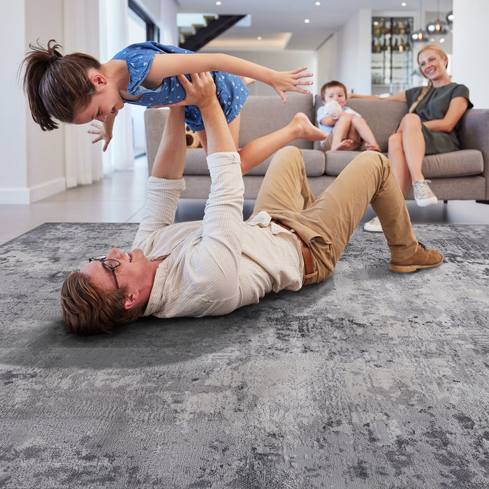 Marfi - 6' X 9' Abstract Area Rug - Light Gray