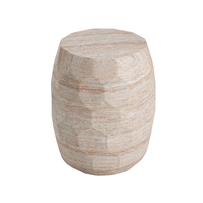Travertine Lightweight Concrete Side Table For Indoor / Outdoor Use - Beige
