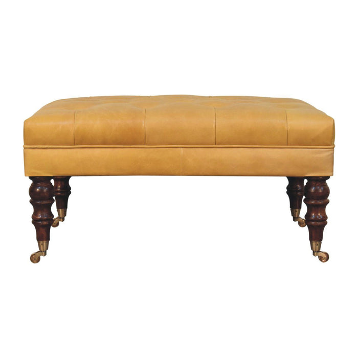 Buffalo - Leather Ottoman With Castor Legs