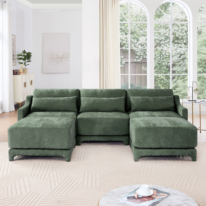 Stylish Sofa With Ottoman And Lumbar Pillows, Ergonomic Design
