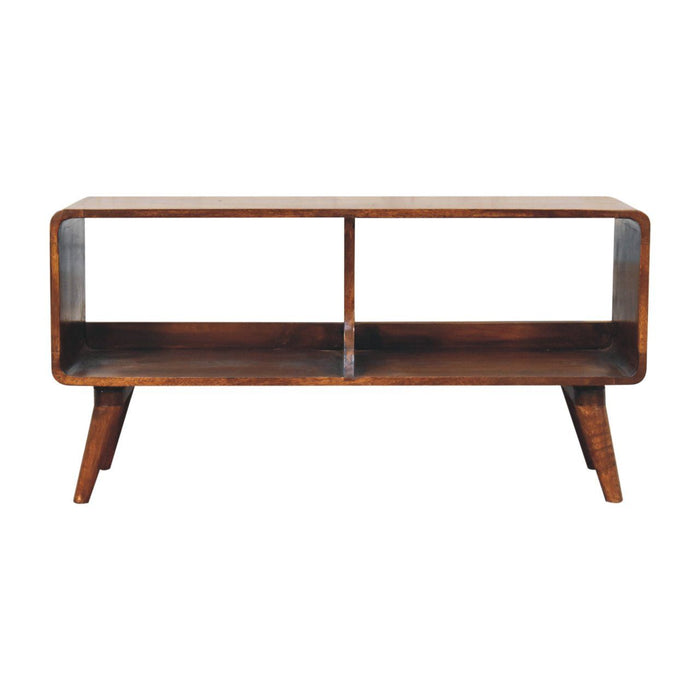 Curved Double Slot Media Unit - Dark Brown