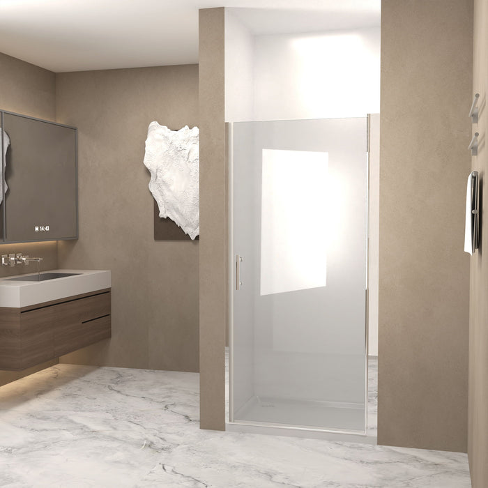 Shower Door With Explosion Proof Safety Film, Half Frame Design - Brushed Nickel