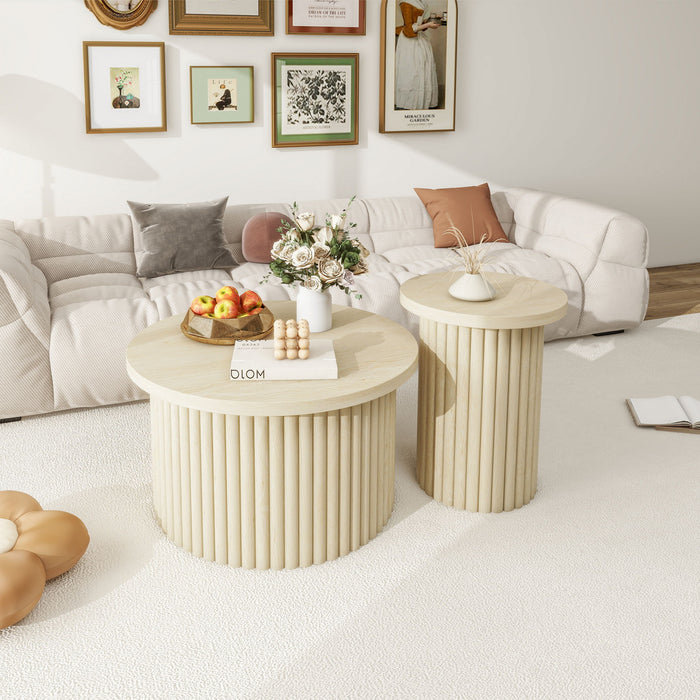 Modern Round Coffee Table And Side Table (Set of 2)