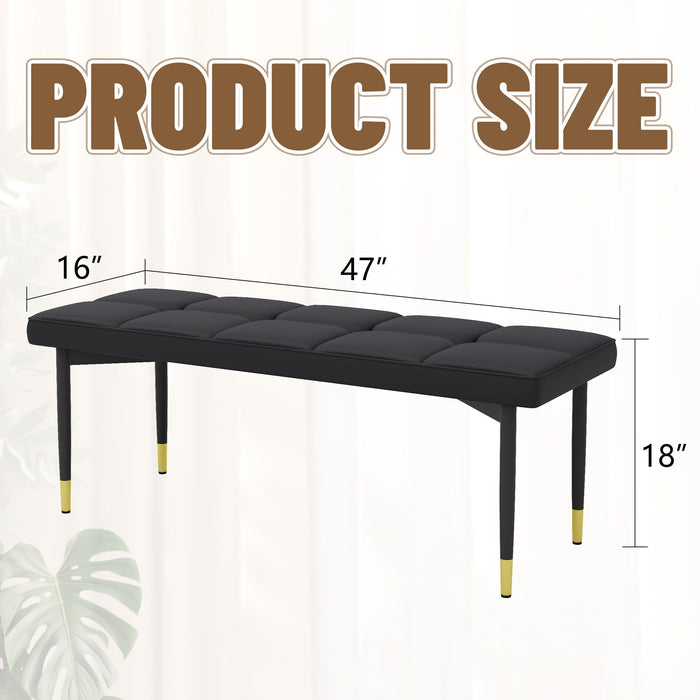 Multifunctional Shoe Bench, Sturdy Metal Legs With Gold Accents - Black