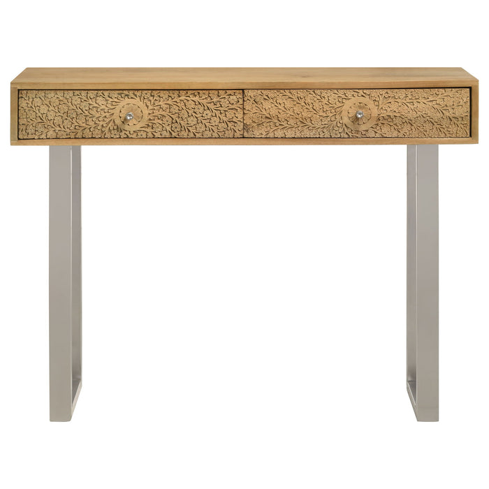 Harmony - 2 Drawer Table With Sled Base In Tones Accents - Natural