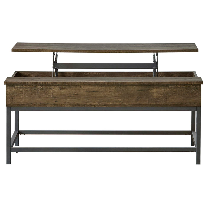 Walton - 2 Piece Coffee And End Table Set With Lift Top Design - Brown Oak