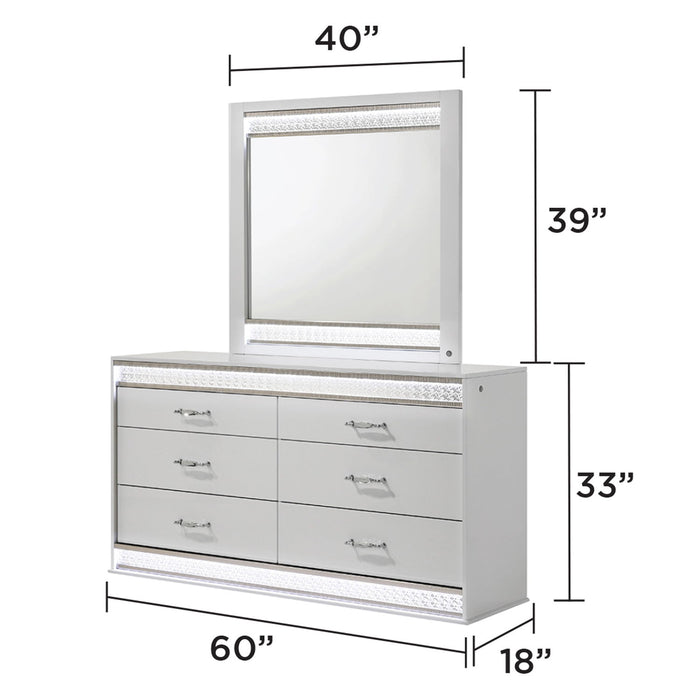 Glam - Mirror With LED Lighting (Includes Mirror Only) - White