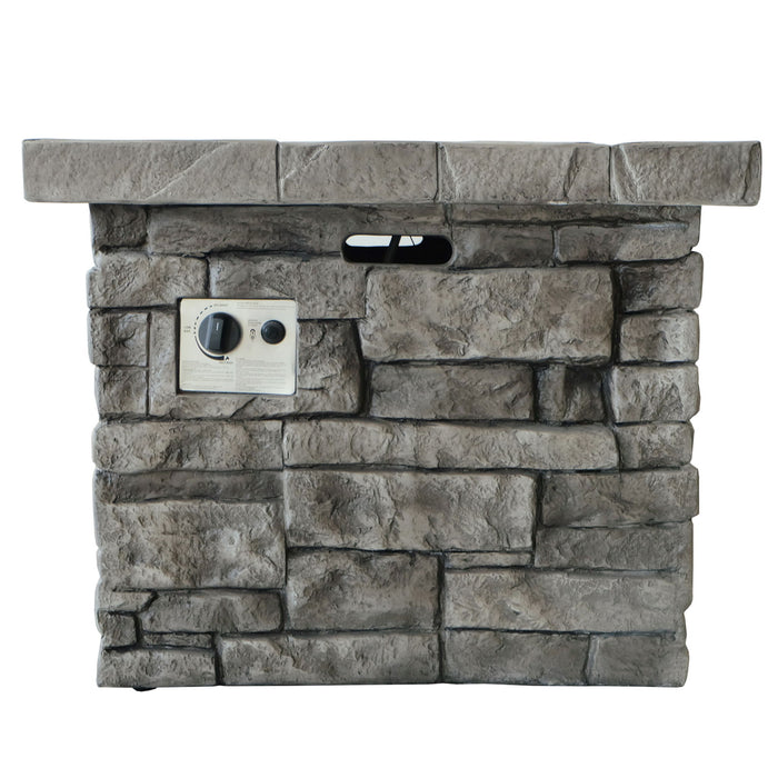 Outdoor Square Propane Fire Pit 40, 000 Btu - Gray