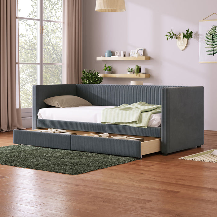 Daybed With Two Drawers And Wood Slat