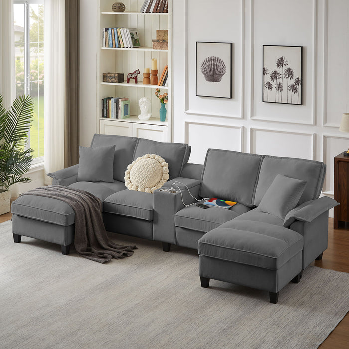 Modern U-Shaped Sectional Sofa Bed With Storage