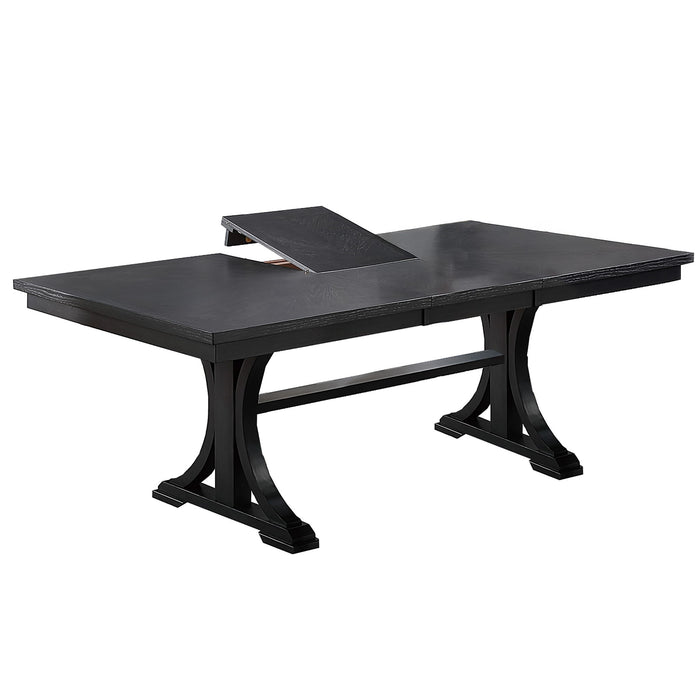 Rectangle Dining Table With Butterfly Leaf, Trestle Base - Charcoal