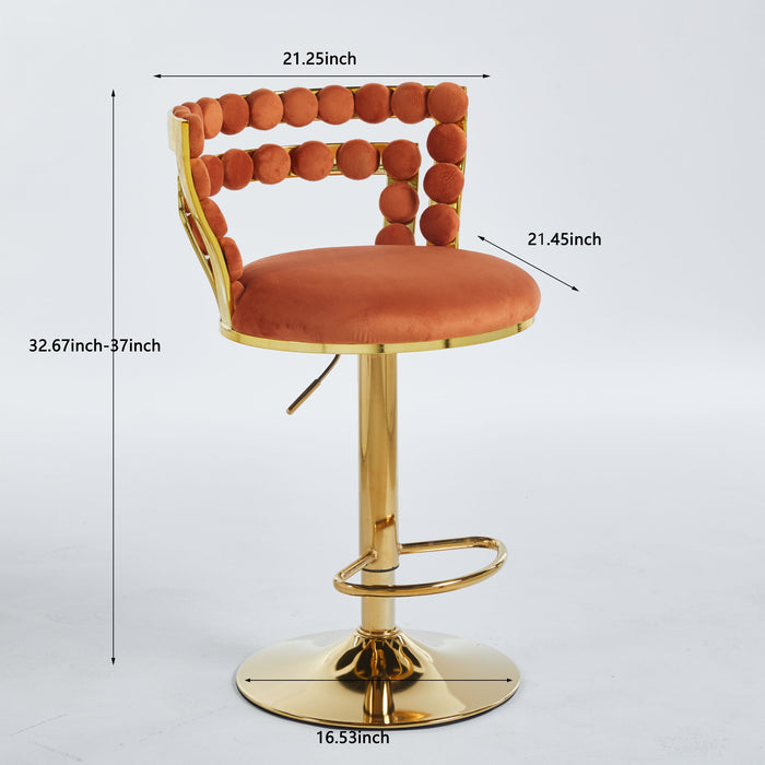 Modern Bar Chair With Iron Tube Legs, Soft Cushions And Comfortable Backrest (Set of 2)