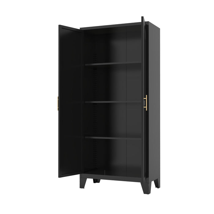 Shapely Doors Cabinet, Metal Storage Cabinet With Doors And Adjustable Shelves