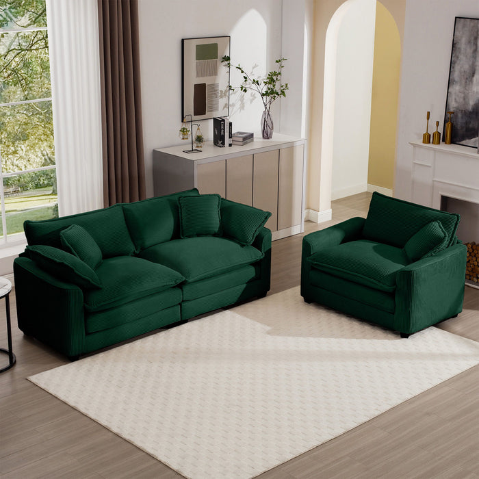 Elegant Corduroy Oversized Sectional Sofa Set With Deep Seats And Flexible Layout