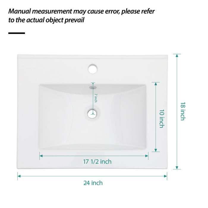 Premium Rectangular Vanity Top With Single Faucet Hole And Overflow