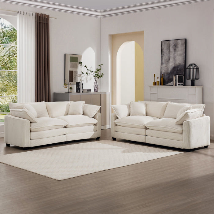 Elegant Corduroy Oversized Sectional Sofa Set With Deep Seats And Flexible Layout