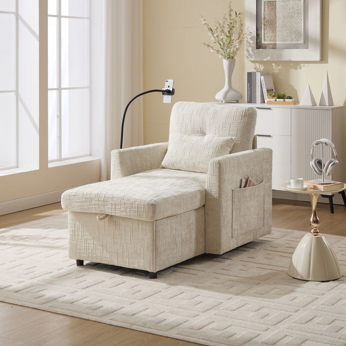 Multifunctional Chenille Recliner Sofa With Storage And Phone Bracket