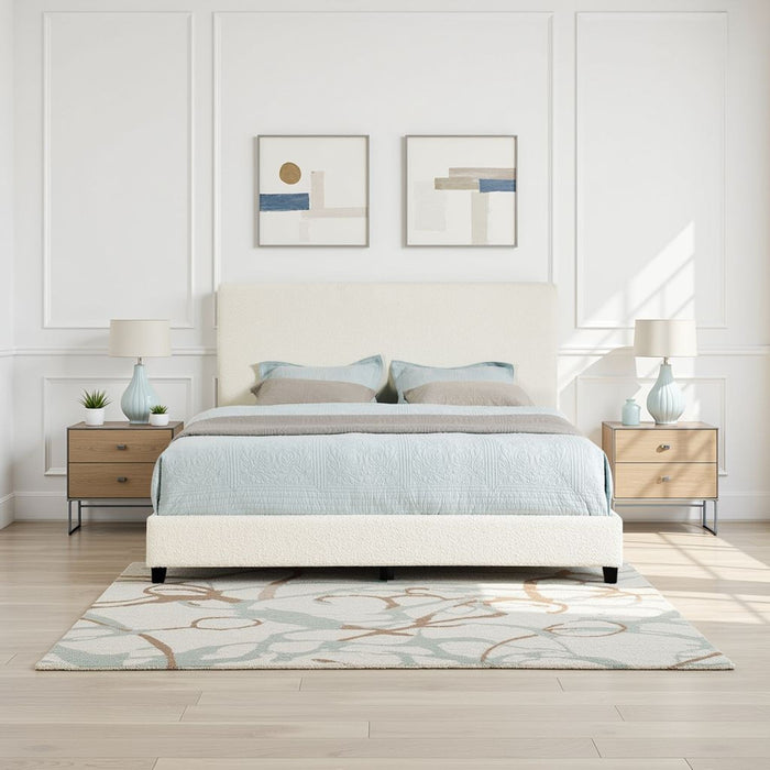 Boucle Upholstered Platform Bed