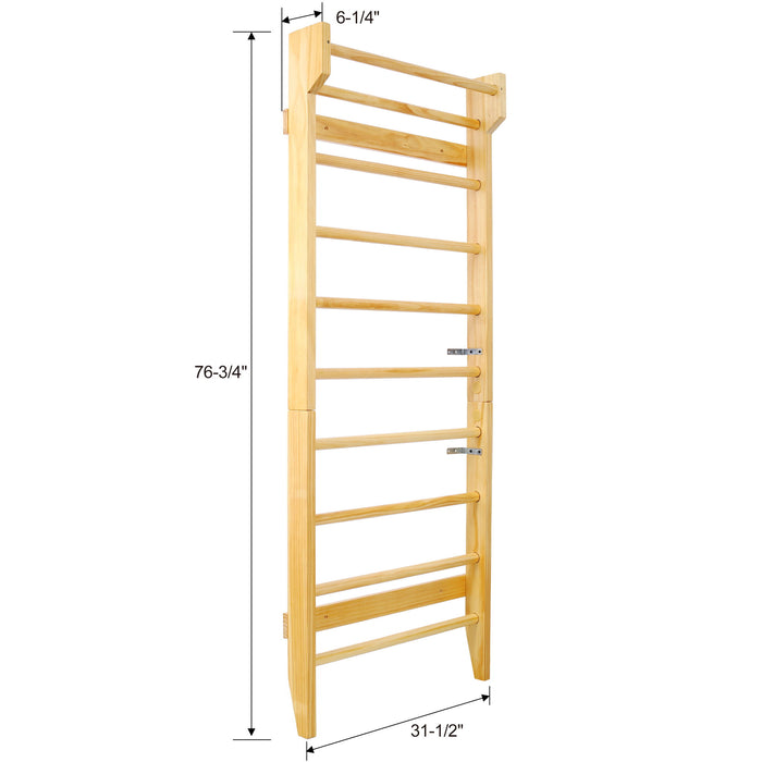 Gymnastics Stall Bar Multi Use Swedish Ladder For Home Gym And Physical Therapy - Natural